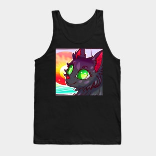 Black cat looking at sunset Tank Top